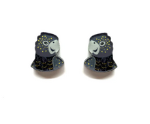 Load image into Gallery viewer, Black glossy Cockatoo Studs  Made in Australia from recycled Acrylic, Smyle Designs