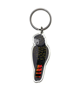 Black Cockatoo Keyring Made in Australia from recycled acrylic, Smyle Designs