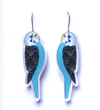 Load image into Gallery viewer, Blue Budgie Earrings  Made in Australia from recycled acrylic, Smyle Designs