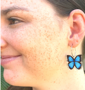 Blue Ulysses Butterfly Earrings  Made in Australia from recycled Acrylic, Smyle Designs