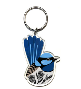 Blue Fairy Wren Keyring Made in Australia from recycled acrylic, Smyle Designs