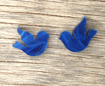 Blue Bird Sparkle royal blue marble Silver posts Studs By Dianna