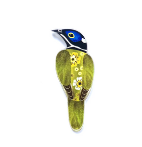 Blue-Faced honey eater Pin   Made in Australia from recycled Acrylic, Smyle Designs