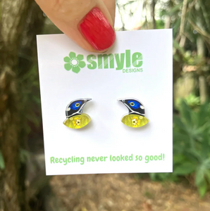 Blue-Faced honey eater Studs   Made in Australia from recycled Acrylic, Smyle Designs