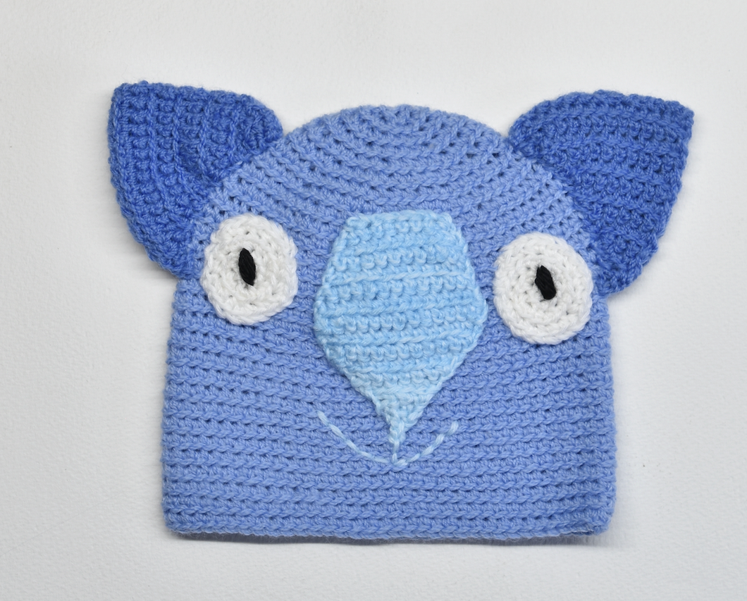 B. Wombat Beanie, hat   100% wool Baby 6 - 12mths:  Blue sky royal