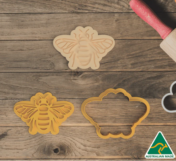 Bumble Bee Cookie Cutter  set with Embosser 7 CM, Australian Cookie Cutters