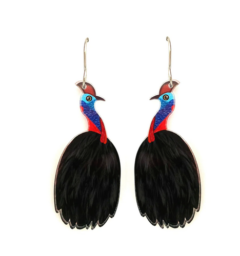 Cassowary Earrings  Made in Australia from recycled Acrylic, Smyle Designs