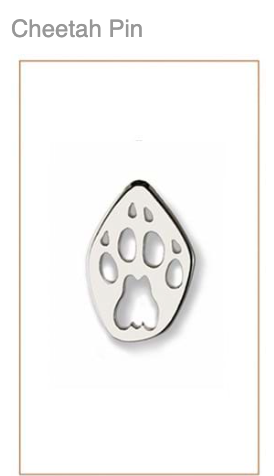Cheetah Silver Footprint Pin, CUSTOM ORDER ABOUT 2 WEEKS,  Bushprints Jewllery