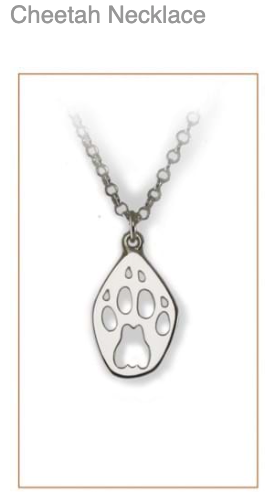 Cheetah Silver Footprint Necklace,  CUSTOM ORDER ABOUT  2 WEEKS, Bushprints Jewllery