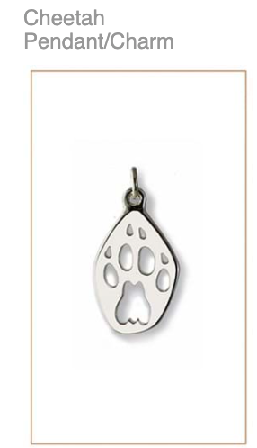 Cheetah Silver Footprint Pendant/Charm,  CUSTOM ORDER ABOUT 2 WEEKS,  Bushprints Jewllery