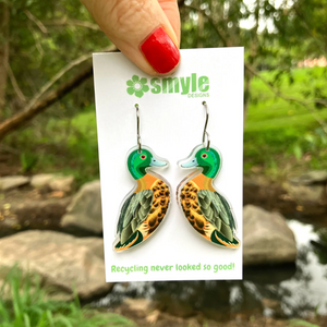 Chestnut Teal Duck   Earrings by  in Australia from recycled Acrylic, Smyle Designs