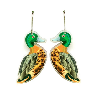 Chestnut Teal Duck   Earrings by  in Australia from recycled Acrylic, Smyle Designs