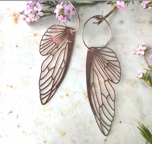 Cicada Wings  Rose Gold plated stainless steel hypo allergenic  Hoops By Dianna
