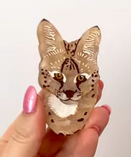 Load image into Gallery viewer, Cindy the Serval Brooch by Daisy Jean