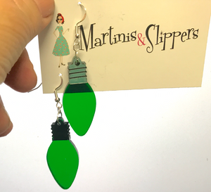 Christmas Globe Earrings - transparent Green By Martini Slippers  Interactive