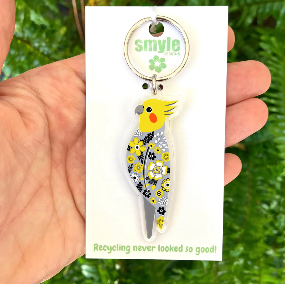 Wombat Key Rings Cockatiel Key ring Made in Australia from recycled acrylic, Smyle Desi ...