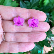 Load image into Gallery viewer, Cooktown Orchid STUDS made  in Australia from recycled Acrylic,  by Smyle Designs