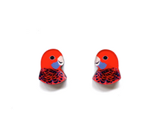 Load image into Gallery viewer, Crimson Rosella  Studs  Made in Australia from recycled Acrylic, Smyle Designs