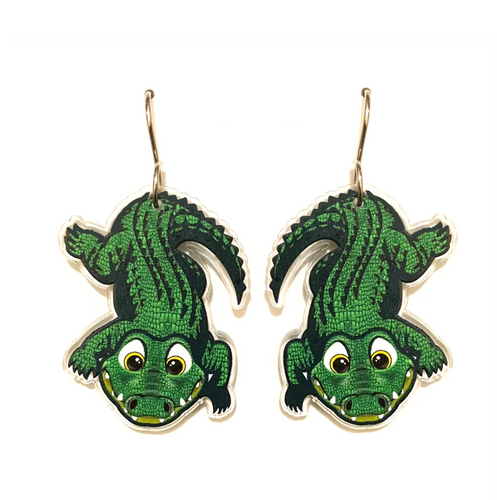 Crocodile Earrings Made in Australia from recycled Acrylic, Smyle Designs Due 6th Nov