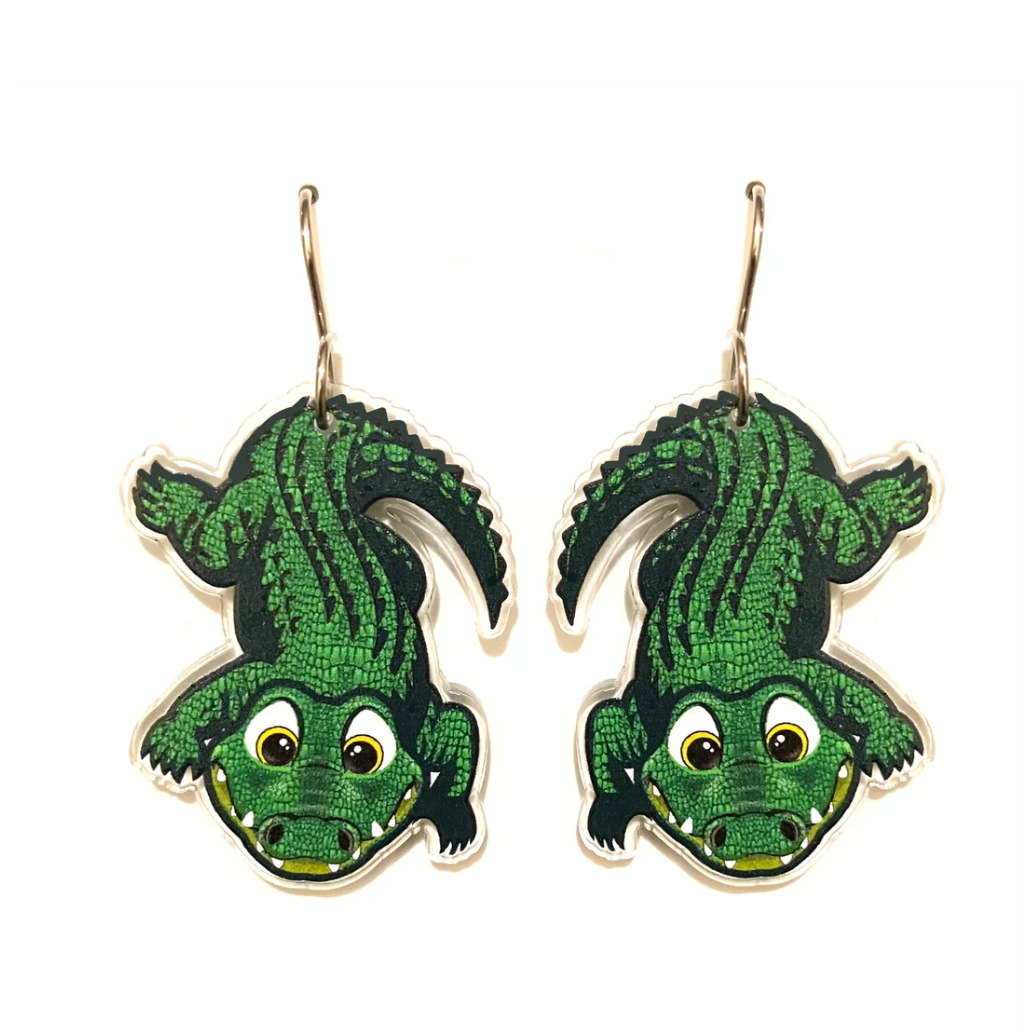 Crocodile Earrings Made in Australia from recycled Acrylic, Smyle Designs Due 6th Nov