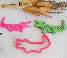 Load image into Gallery viewer, Crocodile  Cookie cutter &amp; Stamp set By Sweet Themes 11 cm  Made in Australia.