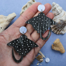Load image into Gallery viewer, Ray Eagle spotted Ray  Acrylic Earrings  By Oh Pluto made in Australia