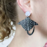 Load image into Gallery viewer, Ray Eagle spotted Ray  Acrylic Earrings  By Oh Pluto made in Australia