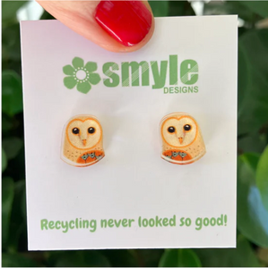 Eastern Barn Owl  Studs  Made in Australia from recycled Acrylic, Smyle Designs