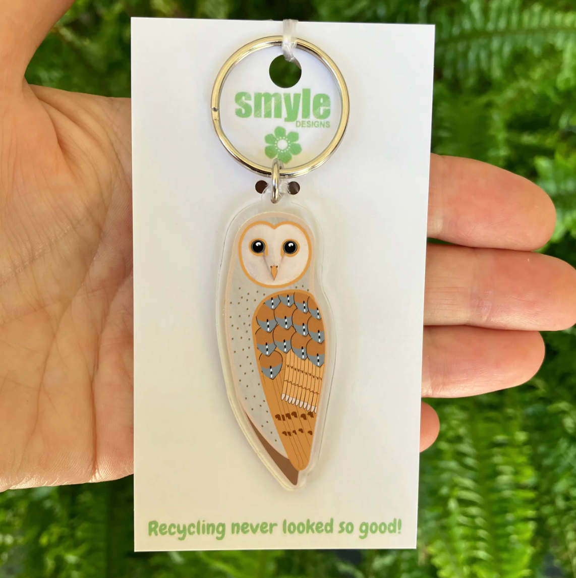 Wombat Key Rings Eastern Barn Owl Keyring Made in Australia from recycled acrylic, Smyl ...