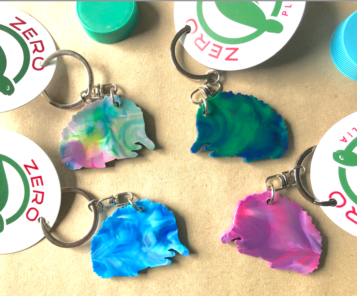 Echidna Key Ring Sky Blue Made from Drink bottle lids in Australia ...