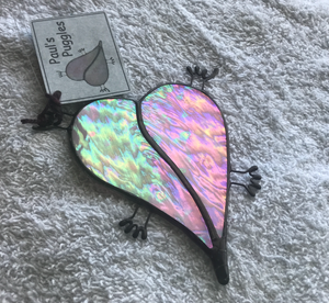 Echidna stained glass window hanging of a puggle full of milk By Pauls Puggles