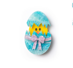 Eggs Cracked - Blue Glitte Brooch - PRE-ORDER By Martini Slippers