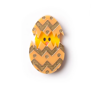 Eggs Cracked - Honeycomb gold painted Brooch By Martini Slippers *INTERACTIVE BROOCH*