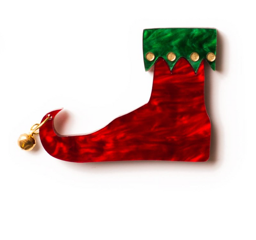 Elf Boot with bell Brooch By Martini Slippers