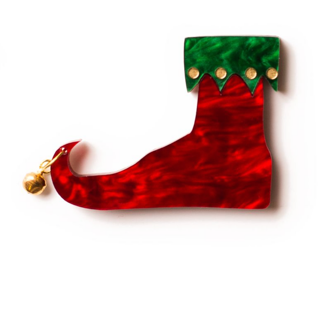 Elf Boot with bell Brooch By Martini Slippers