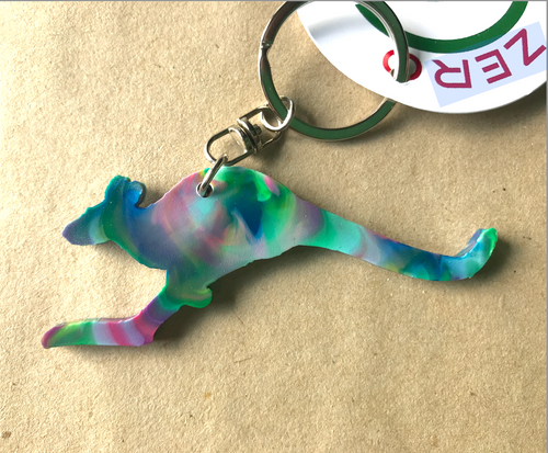 Kangaroo Key Ring  Galaxy Mix Made from Drink bottle lids in Australia