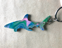 Load image into Gallery viewer, Shark Key Ring  Galaxy mix Made from Drink bottle lids in Australia