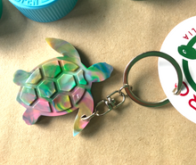 Load image into Gallery viewer, Turtle Key Ring  Galaxy Mix Made from Drink bottle lids in Australia