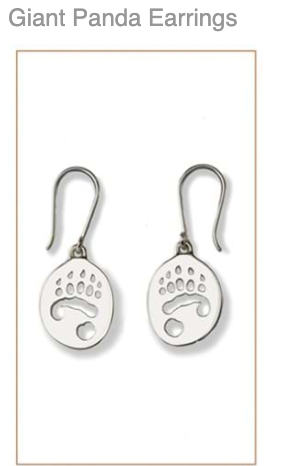 Giant Panda Silver Footprint Earrings, CUSTOM ORDER ABOUT 2 WEEKS,  Bushprints Jewllery