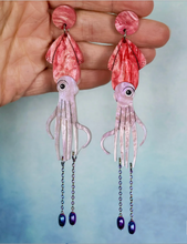 Load image into Gallery viewer, Giant Squid Acrylic Earrings  By Oh Pluto made in Australia
