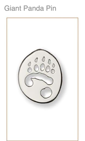 Giant Panda Silver Footprint Pin,  CUSTOM ORDER ABOUT  2 WEEKS,  Bushprints Jewllery