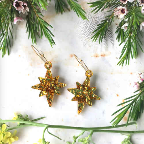 Golden Christmas star HOOPS By Dianna of Rocklilywombats