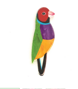 Gouldian Finch Pin  Made in Australia from recycled Acrylic, Smyle Designs