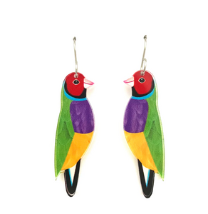 Gouldian Finch Earrings  Made in Australia from recycled Acrylic, Smyle Designs