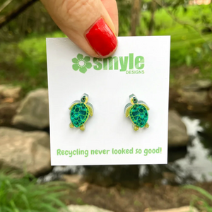 Green Sea Turtle Studs by  in Australia from recycled Acrylic, Smyle Designs