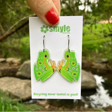 Load image into Gallery viewer, Green Tree Frog  Earrings by  in Australia from recycled Acrylic, Smyle Designs