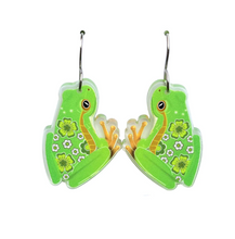Load image into Gallery viewer, Green Tree Frog  Earrings by  in Australia from recycled Acrylic, Smyle Designs