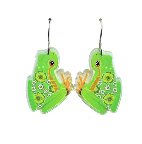 Green Tree Frog  Earrings by  in Australia from recycled Acrylic, Smyle Designs