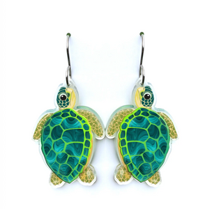 Green Sea Turtle Earrings by  in Australia from recycled Acrylic, Smyle Designs