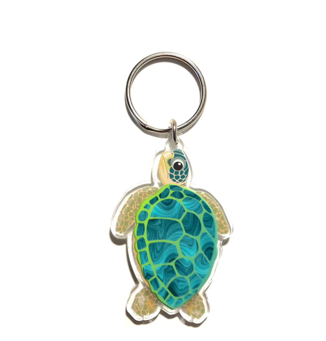 Green Sea Turtle Key Ring or Bag tag made in Australia from
